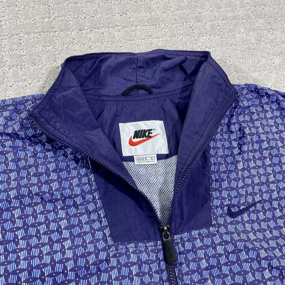 VTG 90s Nike Purple Geometric Full Zip Windbreaker Women's Large Abstract Jacket - Picture 4 of 8